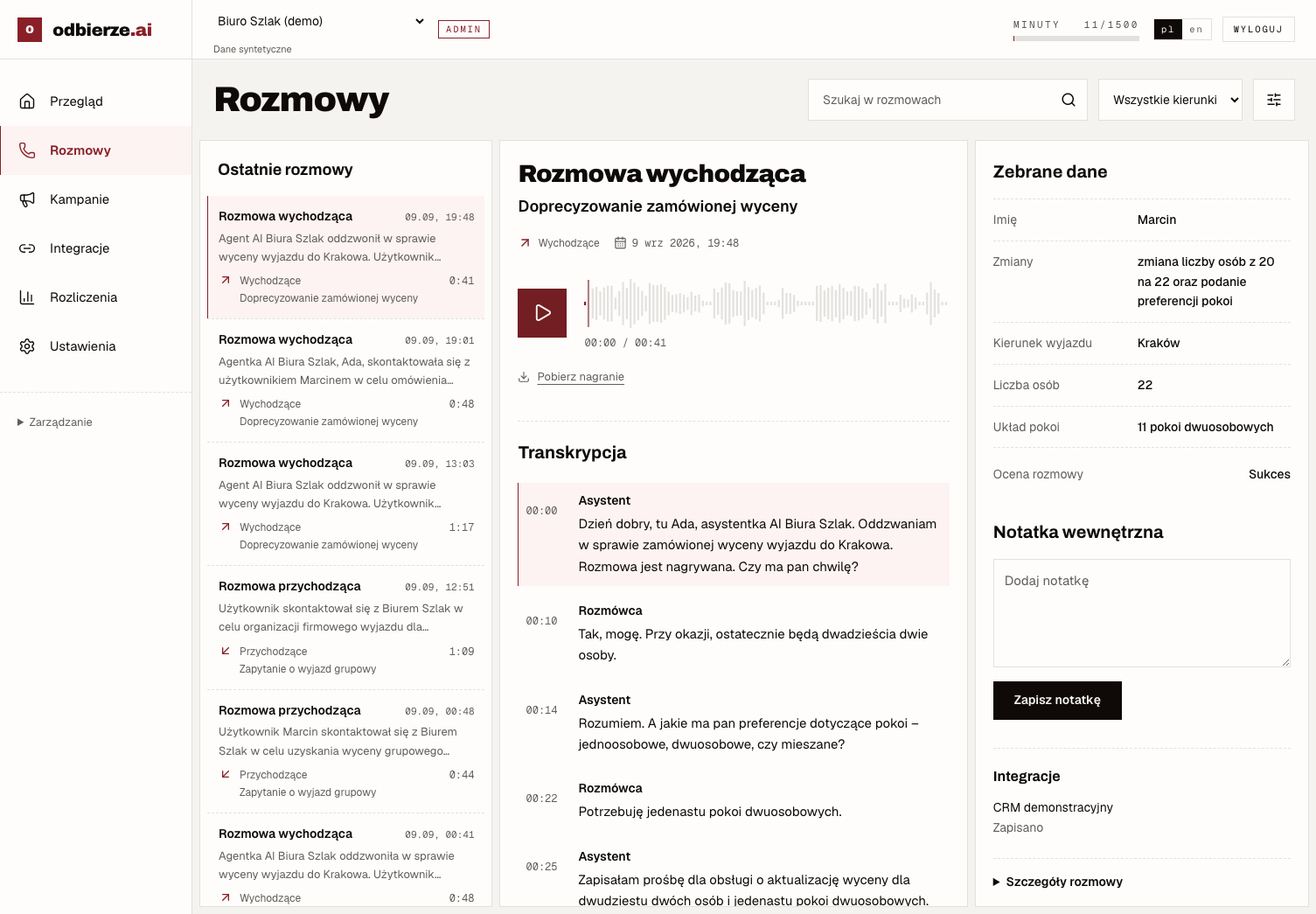 Panel odbierze z nagraniem „Doprecyzowanie zamówionej wyceny”, transkrypcją i zebranymi danymi.
